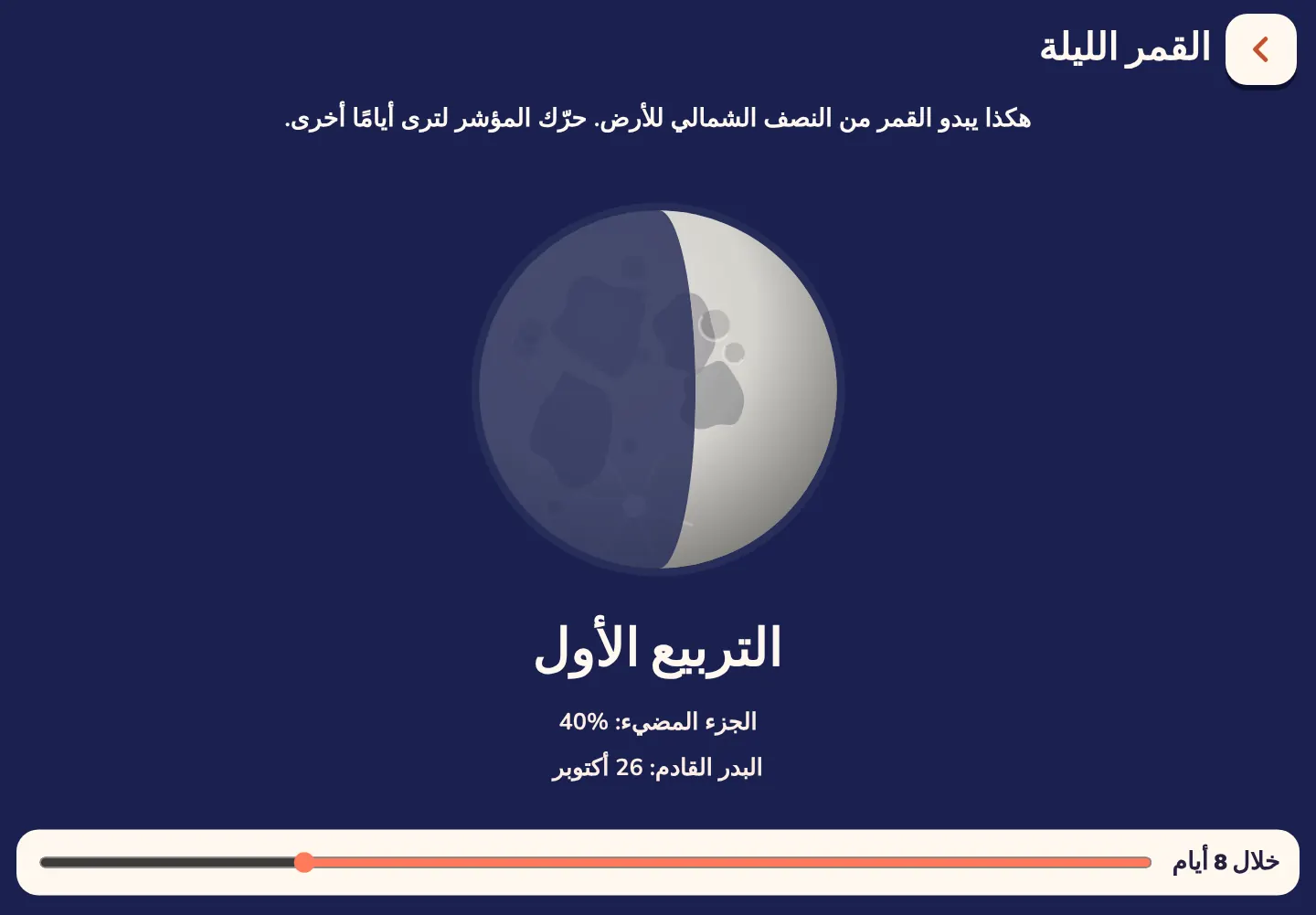 لقطة شاشة من تطبيق Space Wiki: كيف يبدو القمر الليلة