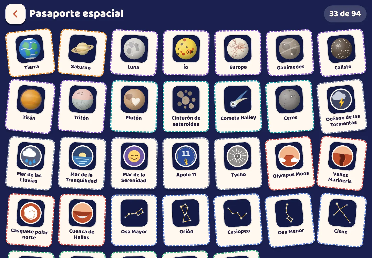 Captura de pantalla de la app Space Wiki: Un sello por cada cosa que encuentres