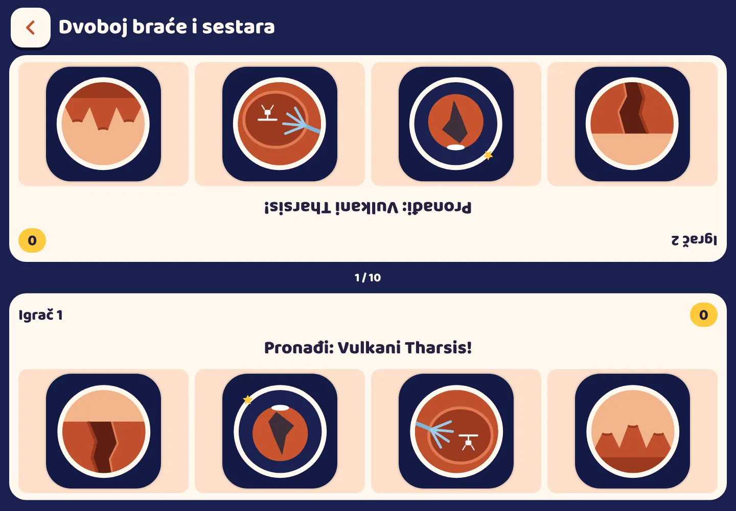 Snimka zaslona aplikacije Space Wiki: Dva igrača, jedan tablet