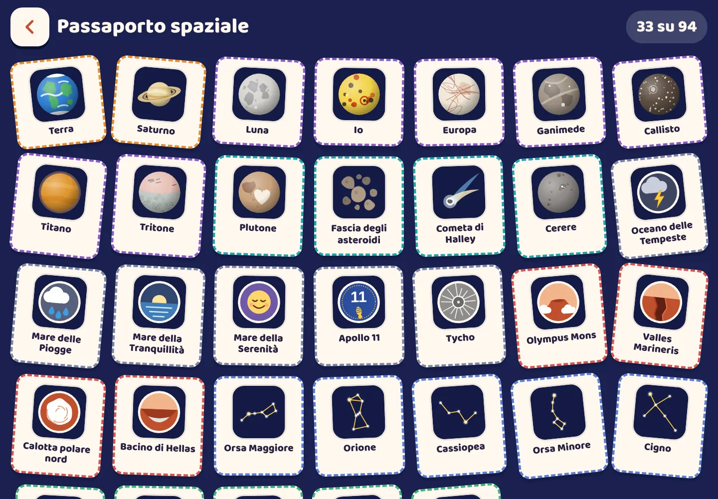 Screenshot dell'app Space Wiki: Un timbro per tutto quello che trovi