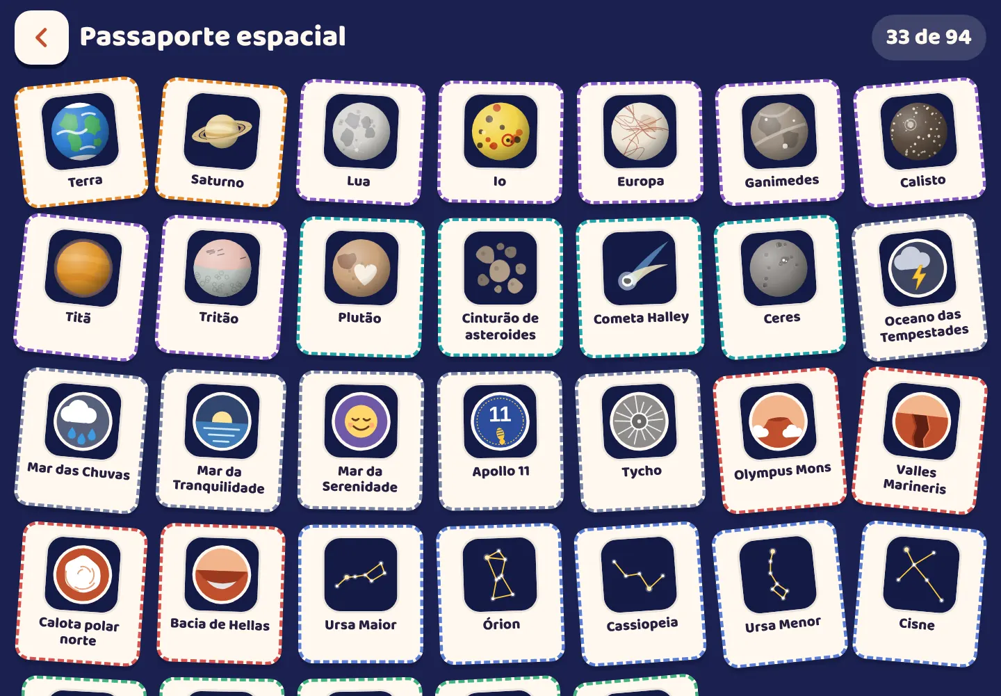Captura de tela do app Space Wiki: Um carimbo para cada coisa que você encontra